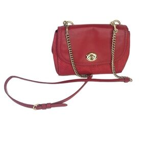 Coach and Four Red Leather Crossbody with Gold Hardware